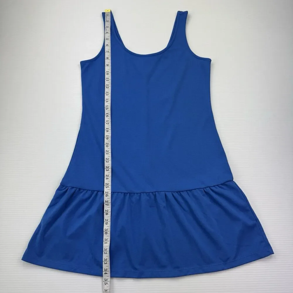 Old Navy Blue Tank Dress Womens Medium Sleeveless Ruffle Hem Swing